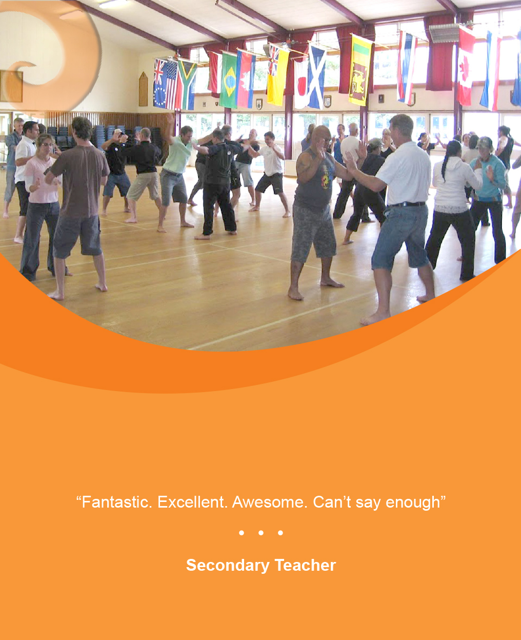 A room full of adults playing Chinese Boxing